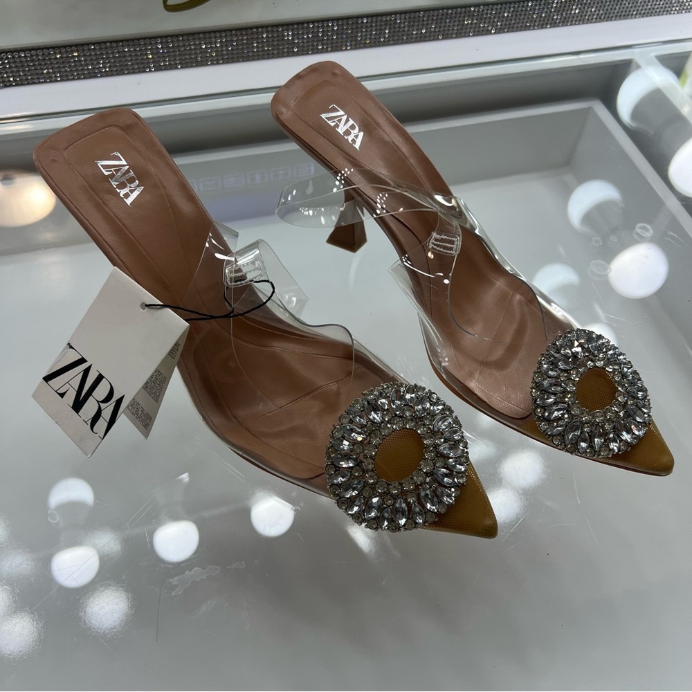 Heels Crystal Rinestone Clear Heels Elegant Evening Shoes